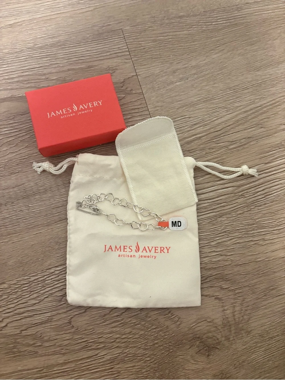 James Avery Sterling Silver Heart Link Charm Bracelet